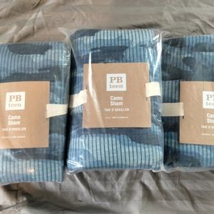 BNWT Pottery Barn Teen Navy Camo Pillowcases 2 Std 1 Euro